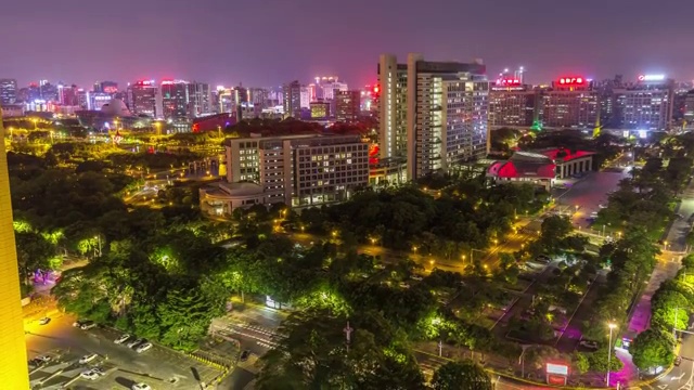 广东省东莞市南城夜景城市风光 4K延时摄影 画面从上往下移动视频素材