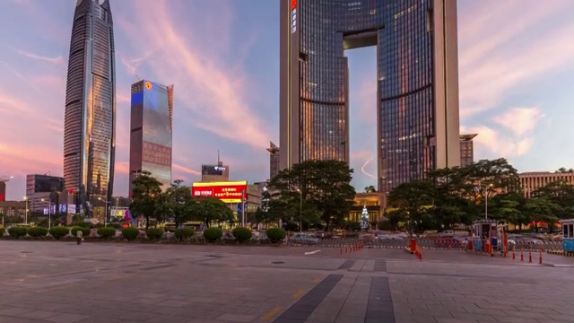 广东省东莞市南城夜景都市风光 4K延时摄影 画面从下往上旋转视频素材