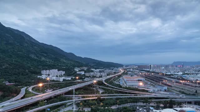 中国福州化工路交通枢纽夜景延时视频素材