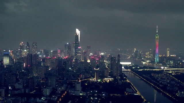 广州城市夜景航拍视频下载