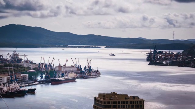 俄罗斯海参崴货运港口视频素材