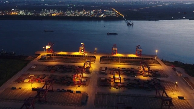 武汉阳逻港航拍视频素材