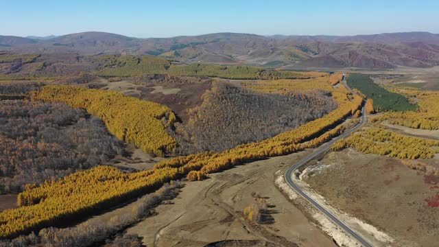 秋季赤峰山间的公路视频素材
