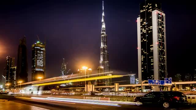 迪拜城市景观延时摄影视频素材