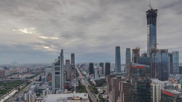 北京市CBD城市风光：昼转夜延时摄影视频素材