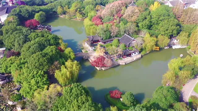 上海古华公园航拍视频素材