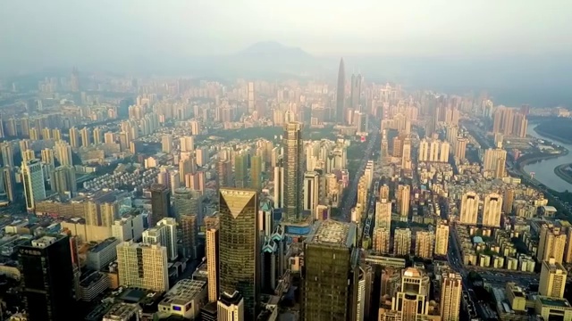 航拍深圳城市天际线华强北摩天大楼视频素材