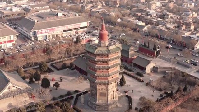 河南省安阳市文峰塔环绕航拍视频下载