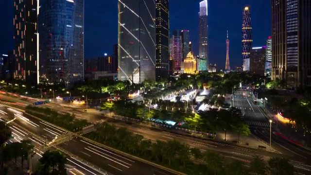 广州珠江新城高视角夜景视频素材