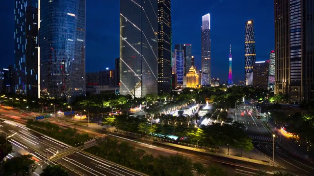 广州珠江新城高视角夜景视频素材