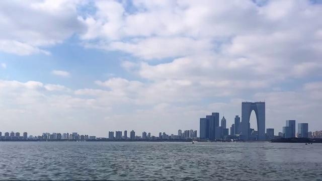 苏州金鸡湖城市风光延时视频素材
