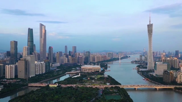 航拍广州 延时 广州塔 广州大桥 珠江视频素材