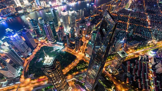 T/L上海天际线地标夜晚视频素材