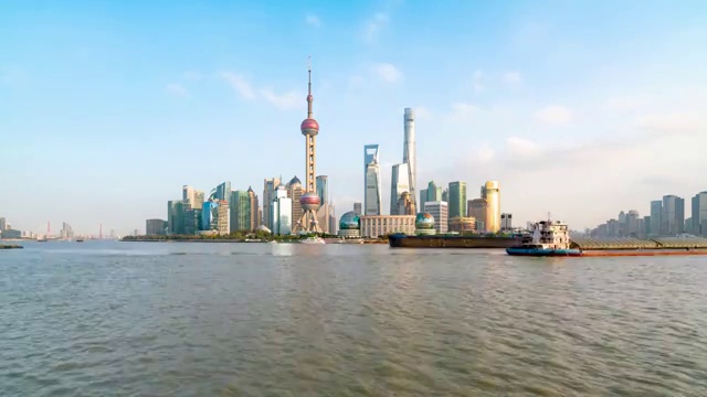 延时上海天际线 地标 黄浦江视频素材