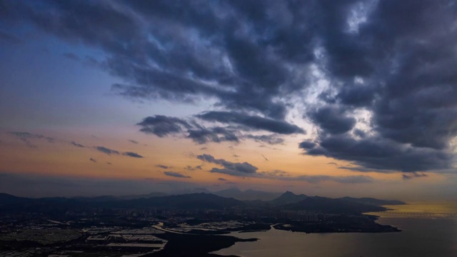 中国香港云彩变化航拍延时 4k视频素材