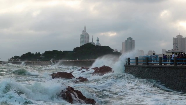 青岛海边巨浪视频素材