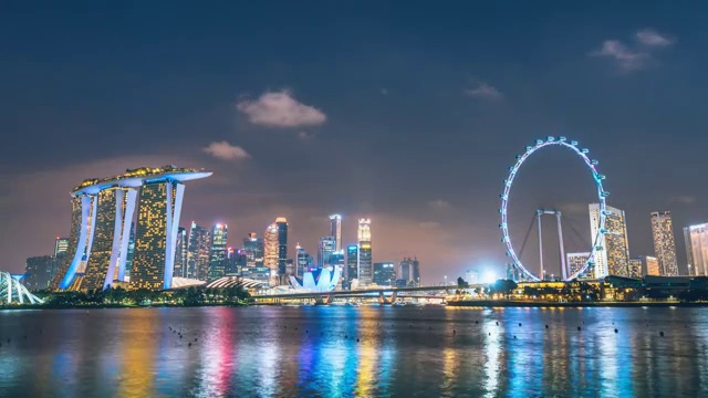 新加坡市区夜景延时摄影视频视频素材