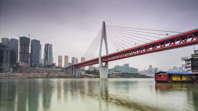 重庆千厮门大桥和城市风光延时摄影视频下载