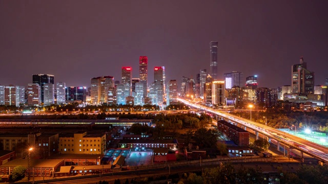 T/L北京CBD路夜视频素材