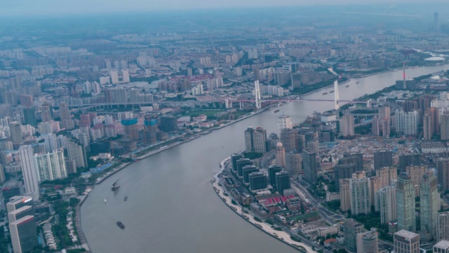 延时摄影上海天际线南浦大桥船视频素材