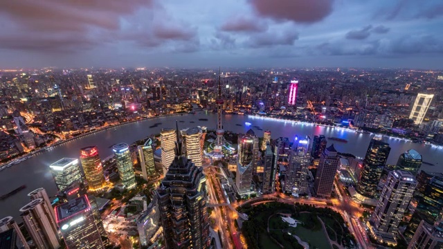 延时摄影上海天际线陆家嘴夜景视频素材