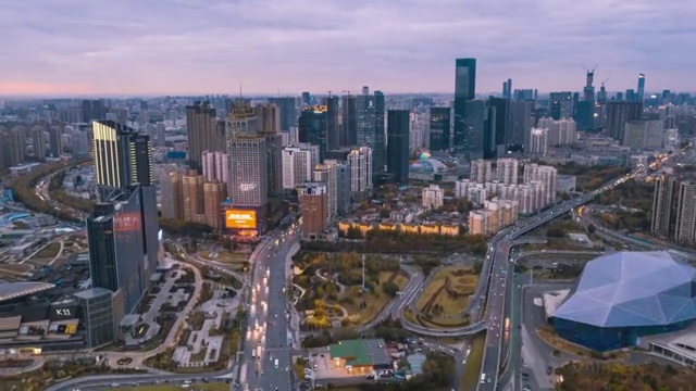 沈阳城市浑河桥航拍延时摄影视频素材