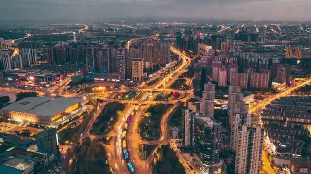 沈阳城市夜景航拍延时视频视频素材