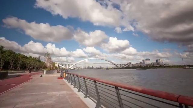徐汇滨江 大范围延时 直线前进 背景卢浦大桥视频素材