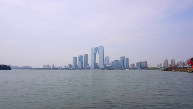 苏州金鸡湖滨水城市CBD风光视频素材