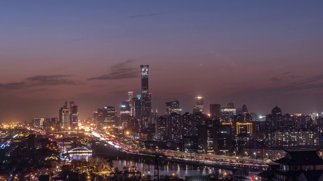 北京国贸河畔入夜视频素材