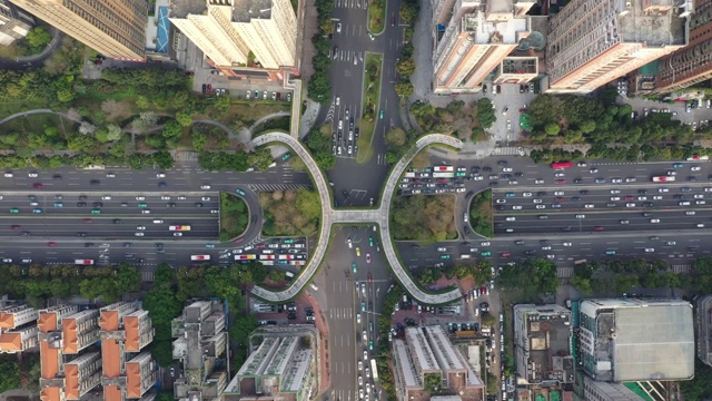 广州大道与人行天桥航拍视频素材