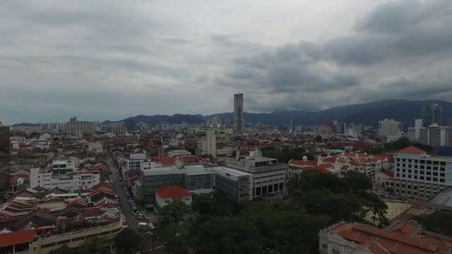 东南亚马来西亚槟城城市风光高清航拍视频素材