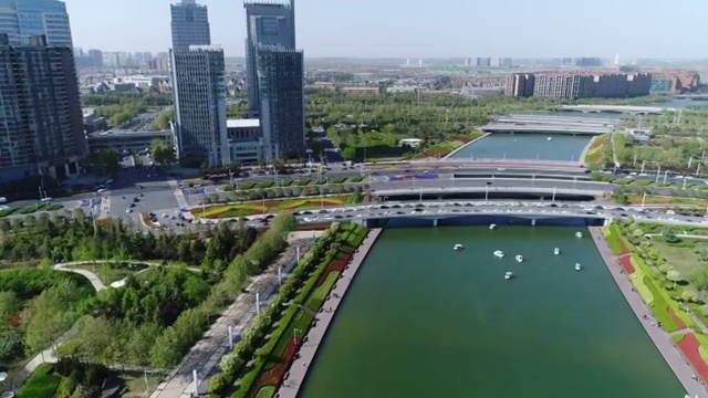 郑州CBD商务区航拍视频素材