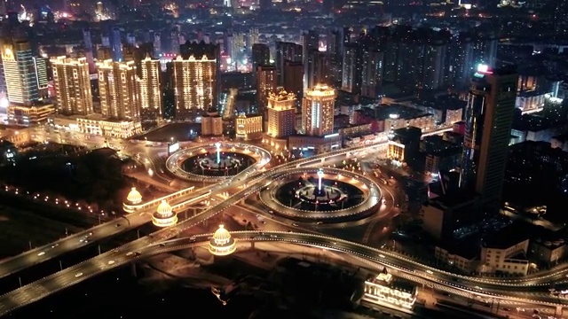哈尔滨公路大桥夜景航拍视频下载
