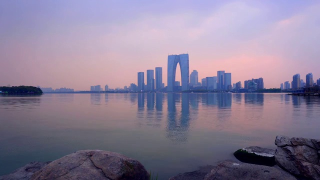 苏州金鸡湖城市风光延时视频下载