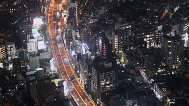 高空东京车流城市夜景视频素材