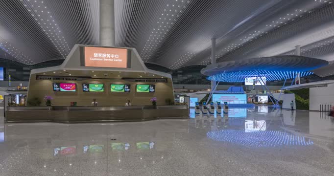 广州白云国际机场 T2航站楼 服务台全景视频素材