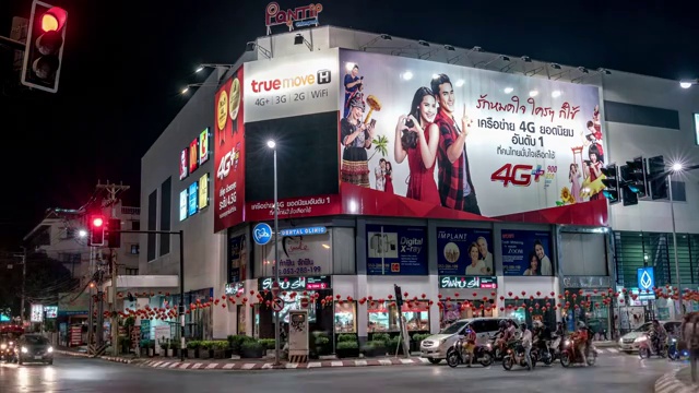 泰国清迈夜市夜景延时视频素材