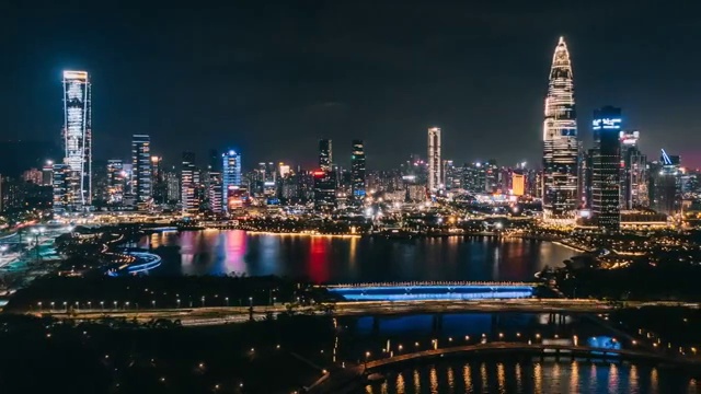 深圳湾人才公园 夜景4K高清航拍延时视频素材