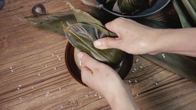 端午节粽子制作及成品视频素材