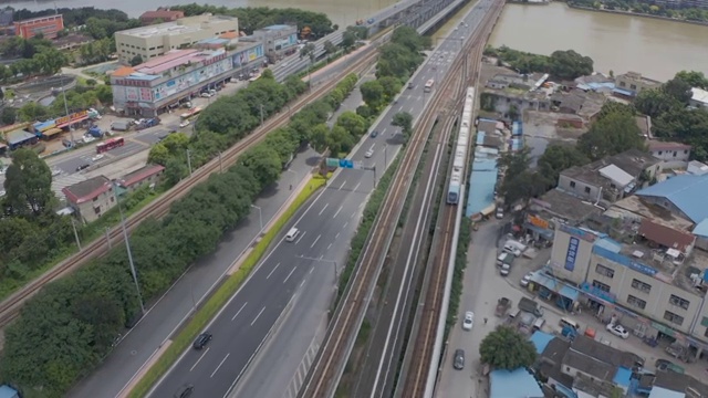 广州双桥路地铁航拍视频素材