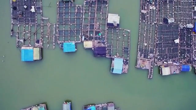 航拍中国福建宁德霞浦浒屿澳海上渔村视频素材