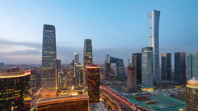 北京CBD日落夜景4K延时视频素材视频素材