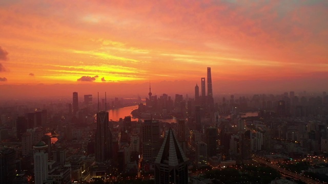 上海火烧云日出视频素材