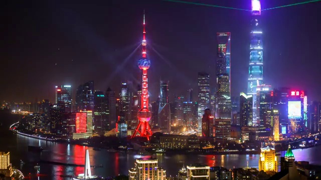 上海陆家嘴灯光秀4k延时视频素材