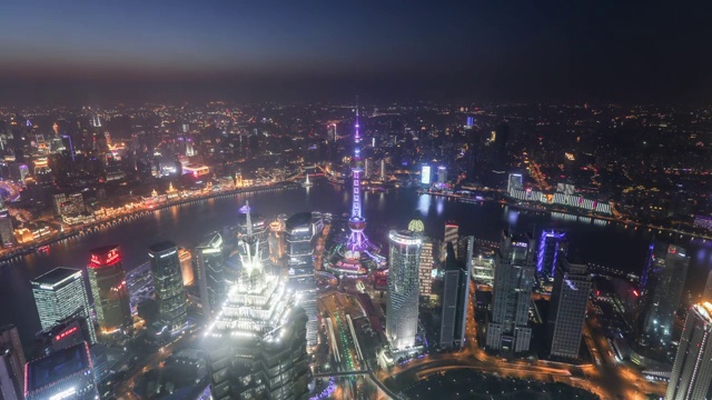 上海陆家嘴金融区夜景4k延时视频素材