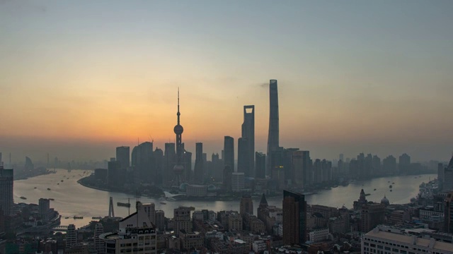 上海陆家嘴金融区日出4K延时视频素材