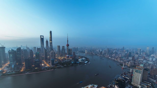 上海陆家嘴金融区日出4K延时视频素材