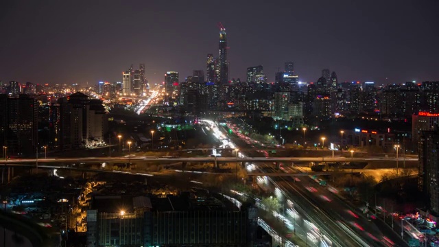 北京城市交通夜景视频素材