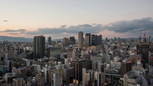 日本大阪城市日落视频素材